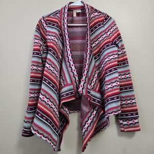 ANTHROPOLOGIE Alice Moon Collection Aztec Tribal Open Cardigan Sweater Red Large